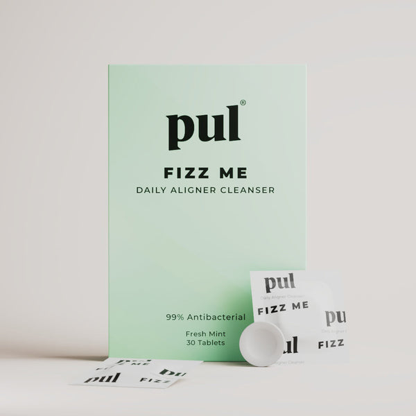 Cleaning tablets from PUL for maintaining clean clear aligners (Invisalign) and retainers.